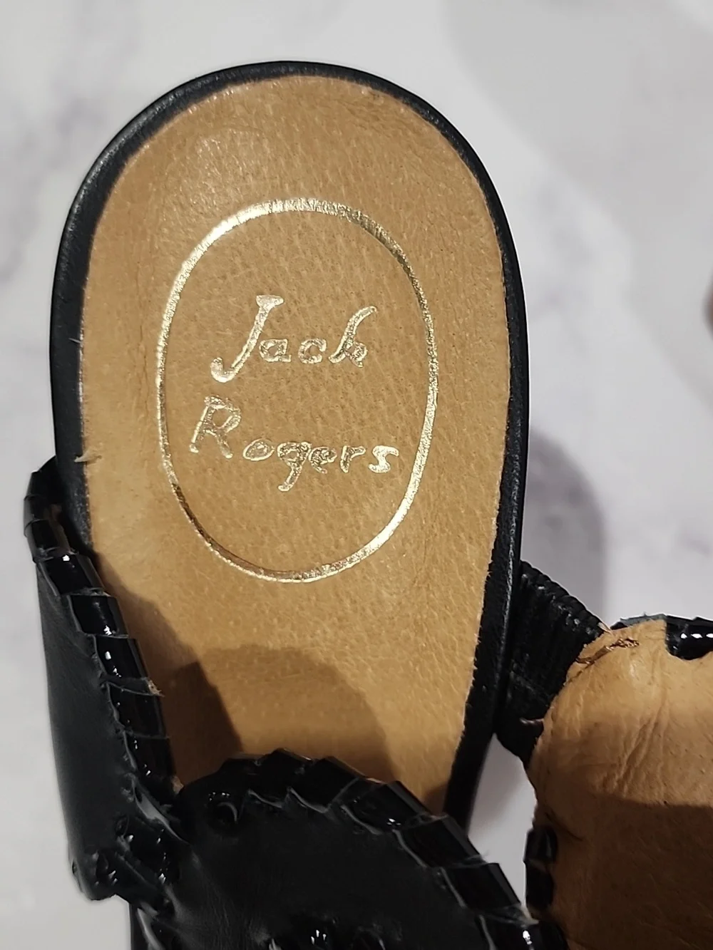 Jack Rogers Wedge Heel Woman’s Sandals Black  Faux Leather